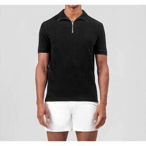 NEW RON DORFF short sleeve cotton piqué rd polo in black
